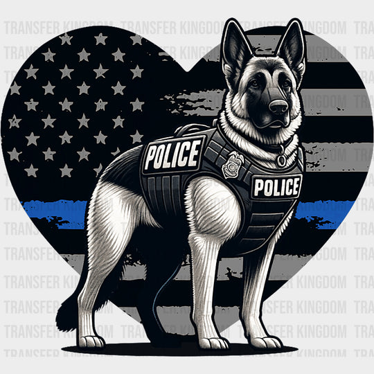 Police Dog Heart US Flag - Police DTF Transfers