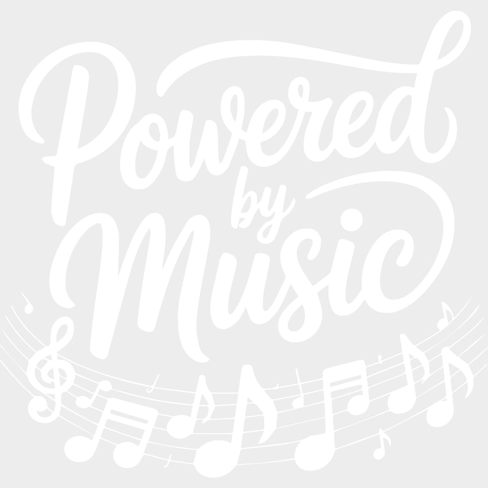 Powered By Music - Music DTF Transfers - Adult Unisex - S & M (10’’) / Light Color Design (See Imaging)