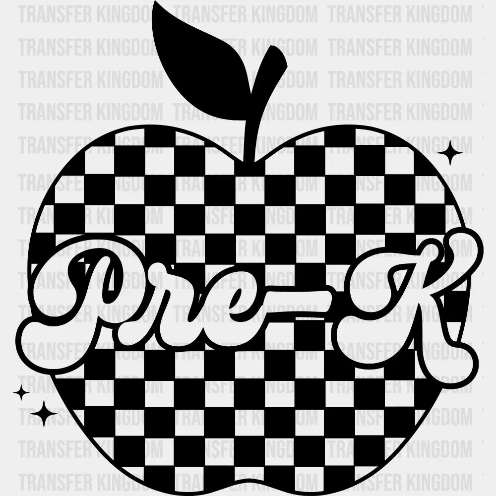 Pre-K B&W - Back To School DTF Transfer Adult Unisex - S & M (10’’) / Dark Color Design (See Imaging)
