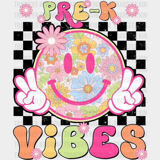 Pre-K Vibes Smiley - Pre-K DTF Transfers Adult Unisex - S & M (10’’) / Dark Color Design (See Imaging)