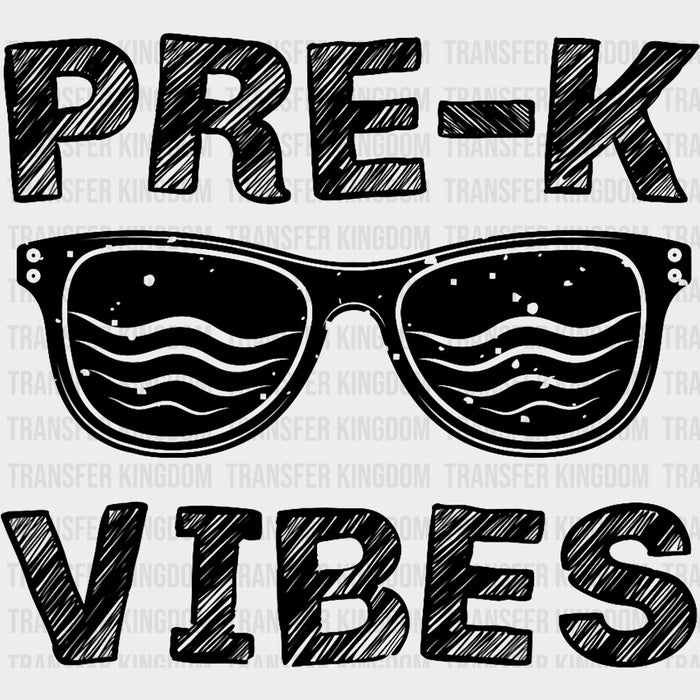 Pre-K Vibes Sunglasses B&W - Pre-K DTF Transfers