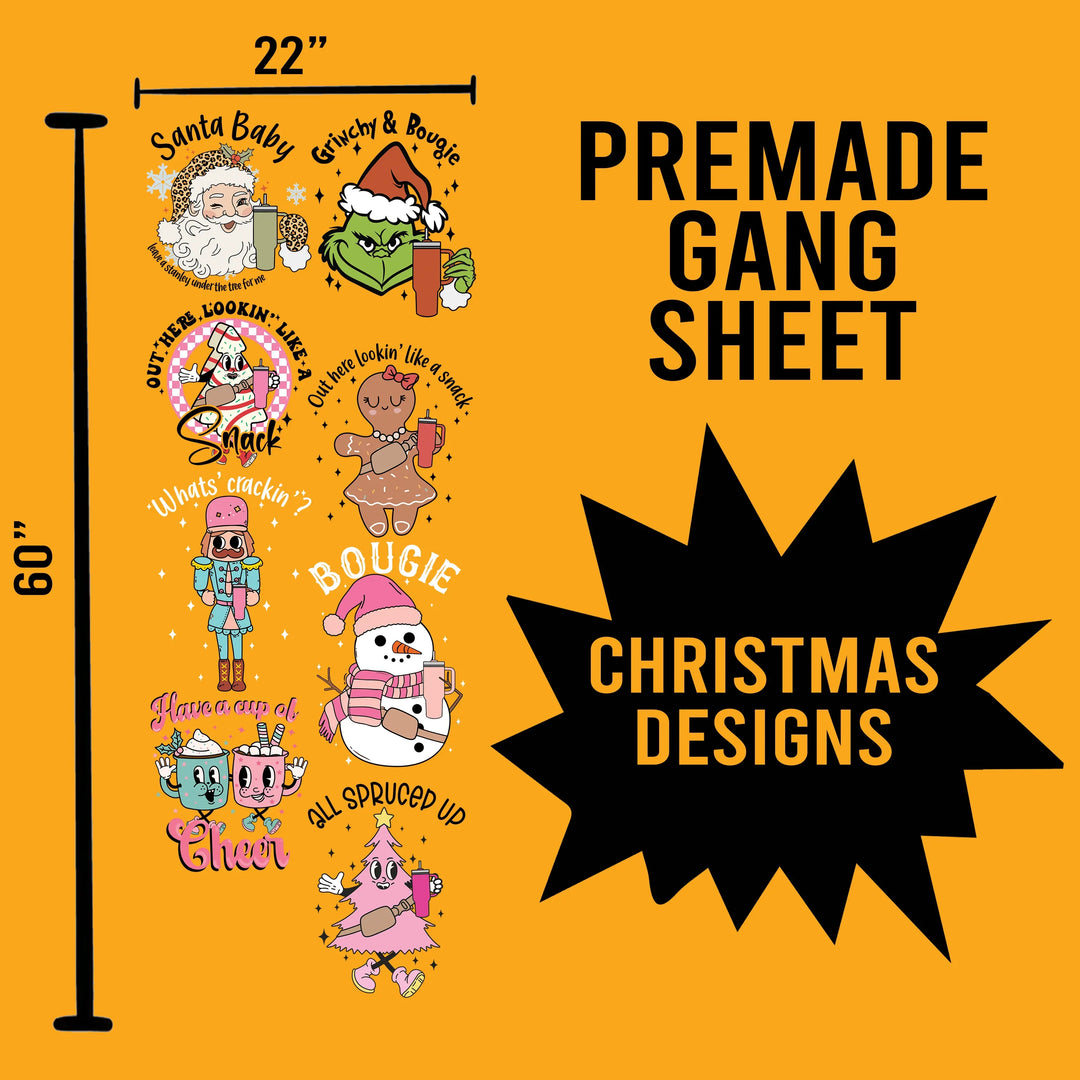 Christmas Premade Gang sheet-22X60-Christmas Cups Designs - Transfer Kingdom