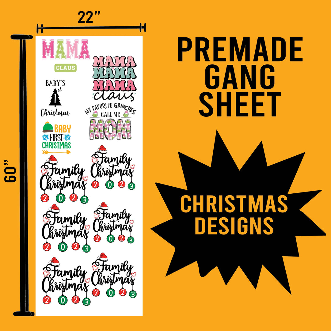 Christmas Premade Gang sheet Christmas Designs- 22X60 - Transfer Kingdom