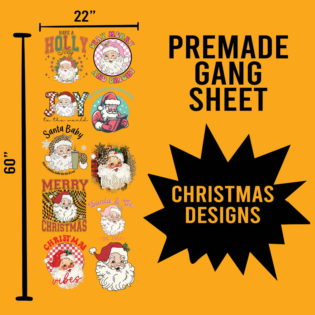Christmas Premade Gang sheet-22X60-Santa Designs - Transfer Kingdom