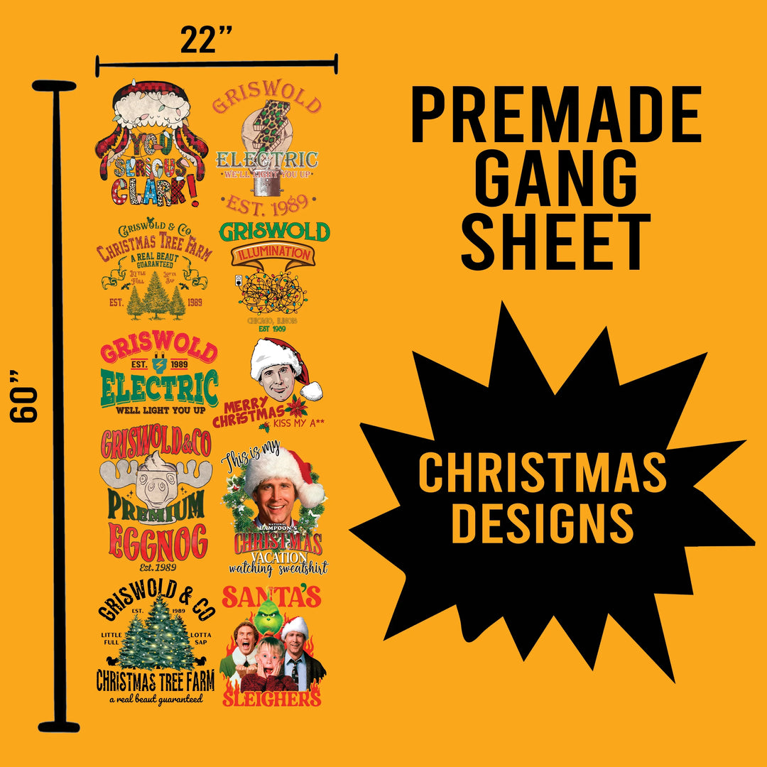 Premade Gang sheet Christmas Designs - 22X60 Designs - Transfer Kingdom