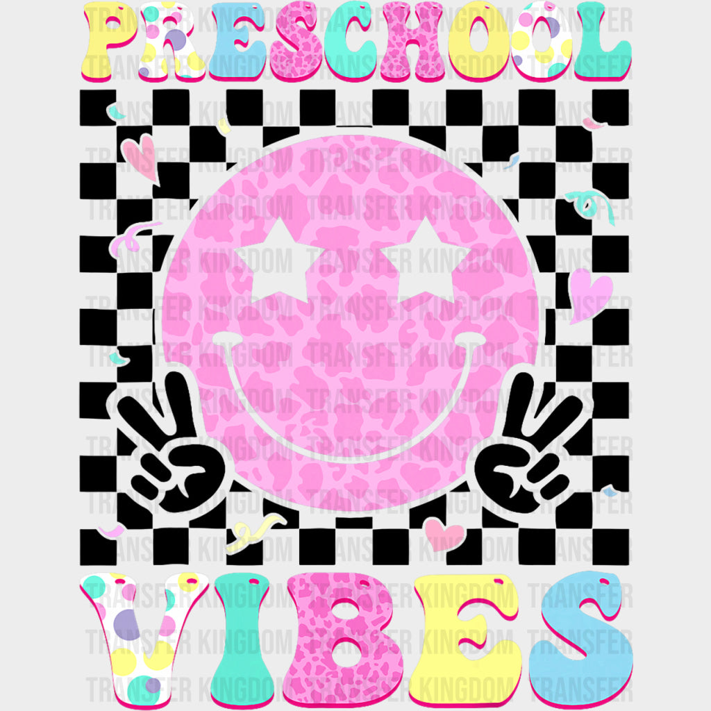 Preschool Vibes Smiley - Pre-K DTF Transfers Adult Unisex - S & M (10’’) / Dark Color Design (See Imaging)