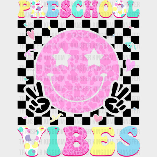 Preschool Vibes Smiley - Pre-K DTF Transfers Adult Unisex - S & M (10’’) / Dark Color Design (See Imaging)