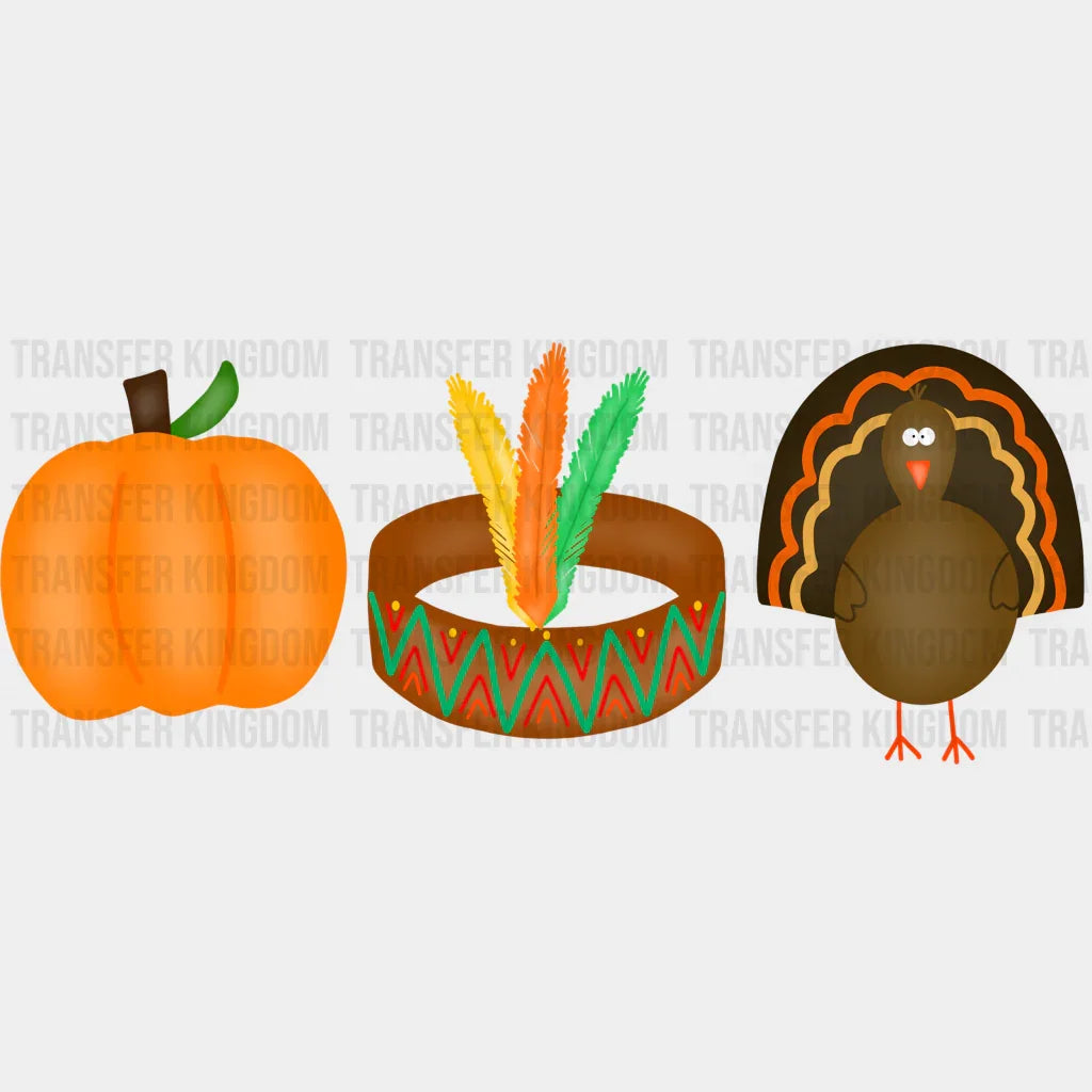 Pumpkin Topi Turkey Design - Thanksgiving Dtf Heat Transfer