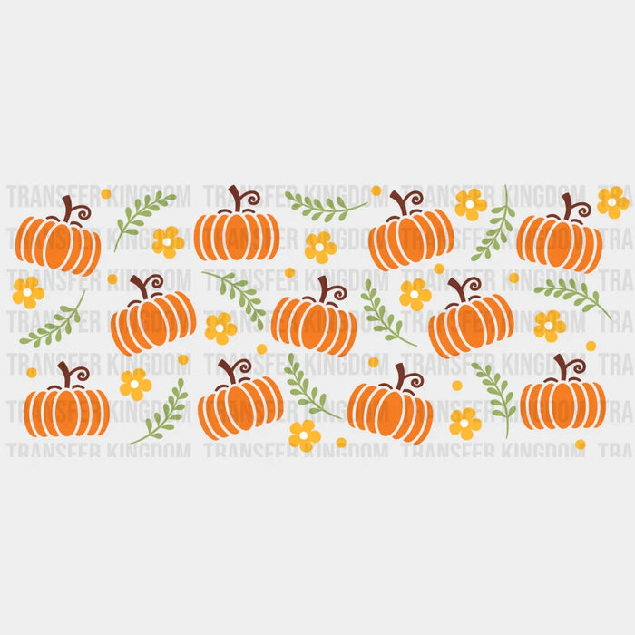 Pumpkins And Flowers UV DTF Transfer Cup Wrap UV DTF Sticker