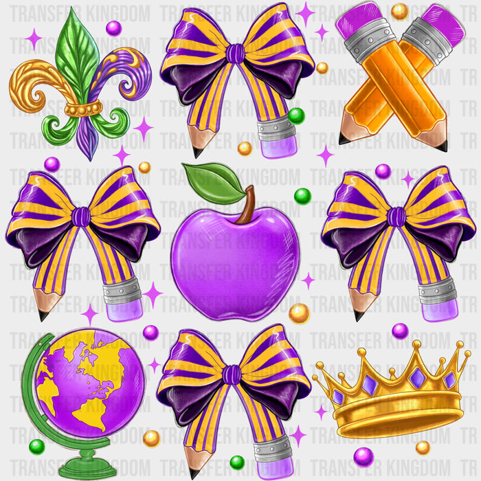 Purple Apple, Pencil Ribbons - Mardi Gras DTF Transfers