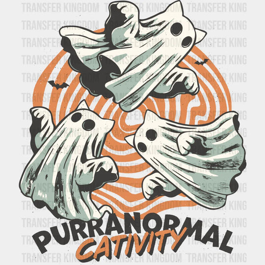Purranormal Cativity - Halloween DTF Transfer Adult Unisex - S & M (10’’) / Dark Color Design (See Imaging)