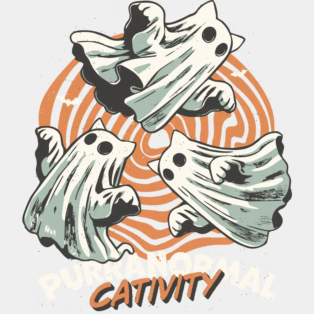 Purranormal Cativity - Halloween DTF Transfer Adult Unisex - S & M (10’’) / Light Color Design (See Imaging)