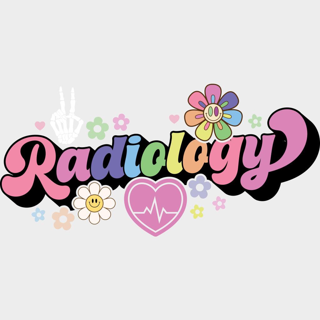 Radiology Retro Flowers - Radiology DTF Transfers Adult Unisex - S & M (10’’) / Light Color Design (See Imaging)