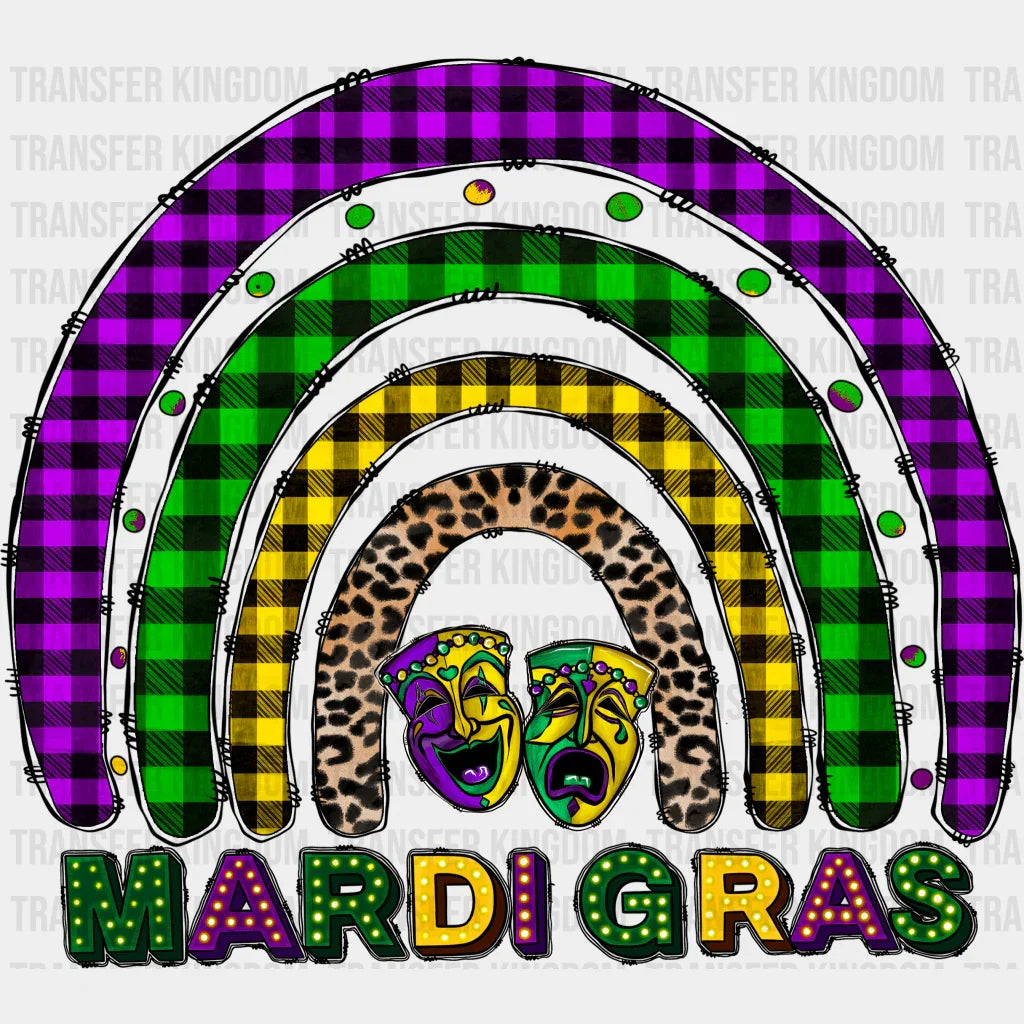 Rainbow Mardi Gras Design- Dtf Heat Transfer