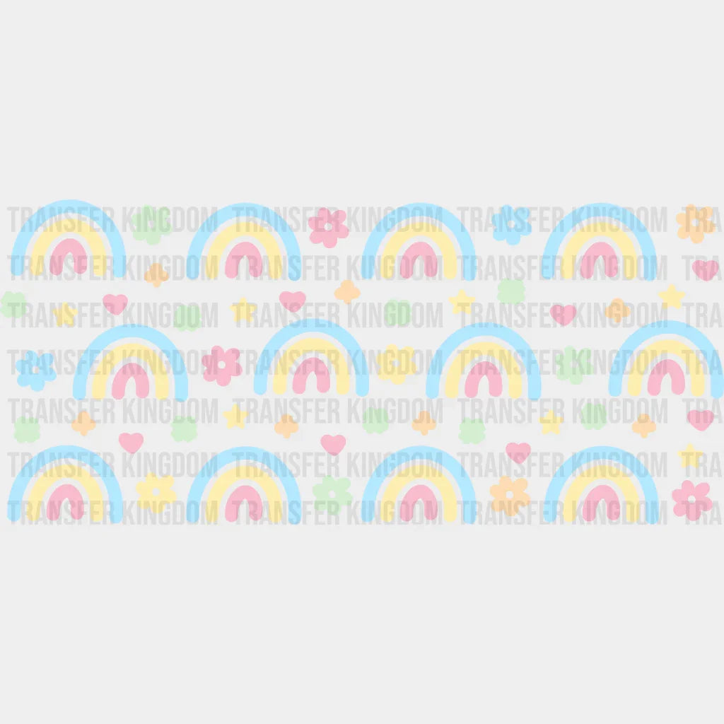 Rainbow Stars And Flowers - St Patrick Cup Wrap Uv Sticker Permanent Dtf Decal
