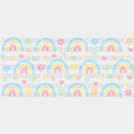 Rainbow Stars And Flowers - St Patrick Cup Wrap Uv Sticker Permanent Dtf Decal