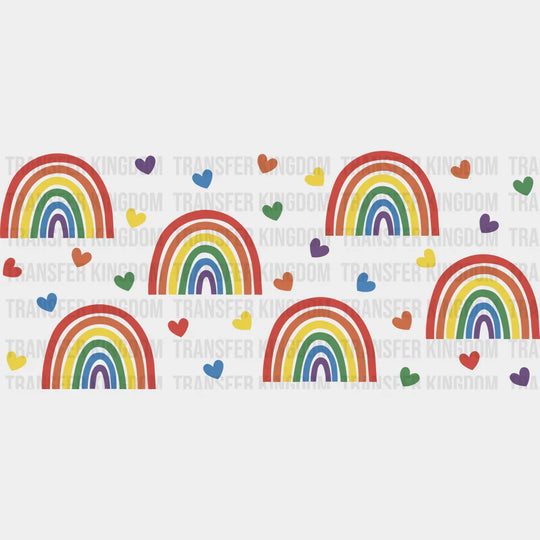 Rainbows And Hearts - Lgbtq Cup Wrap Uv Sticker Permanent Dtf Decal