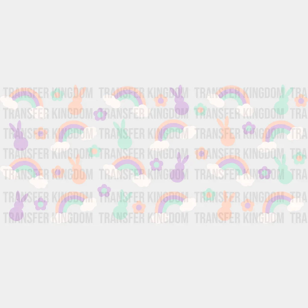 Rainbows Flowers And Bunnies - Easter Cup Wrap Uv Sticker Permanent Dtf Decal