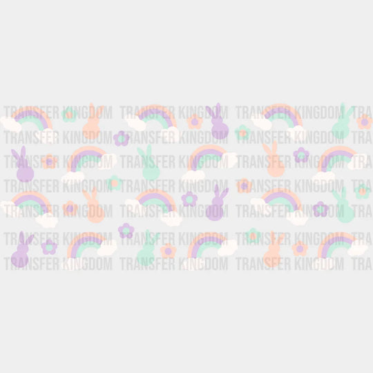 Rainbows Flowers And Bunnies - Easter Cup Wrap Uv Sticker Permanent Dtf Decal