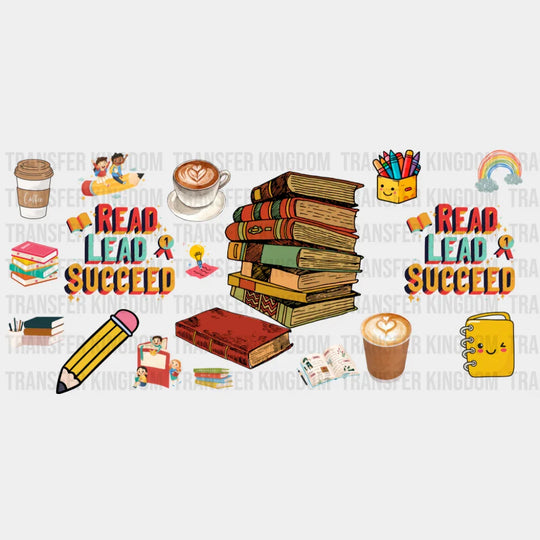 Read Lead & Succeed - General Cup Wrap UV Sticker Permanent UV DTF Decal UVDTF