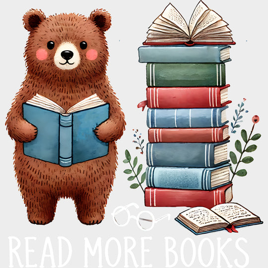 Read More Books - Reading DTF Transfers Adult Unisex - S & M (10’’) / Light Color Design (See Imaging)