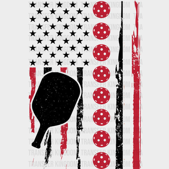 Red Pickleballs US Flag - Pickleball DTF Transfers Adult Unisex - S & M (10’’) / Dark Color Design (See Imaging)