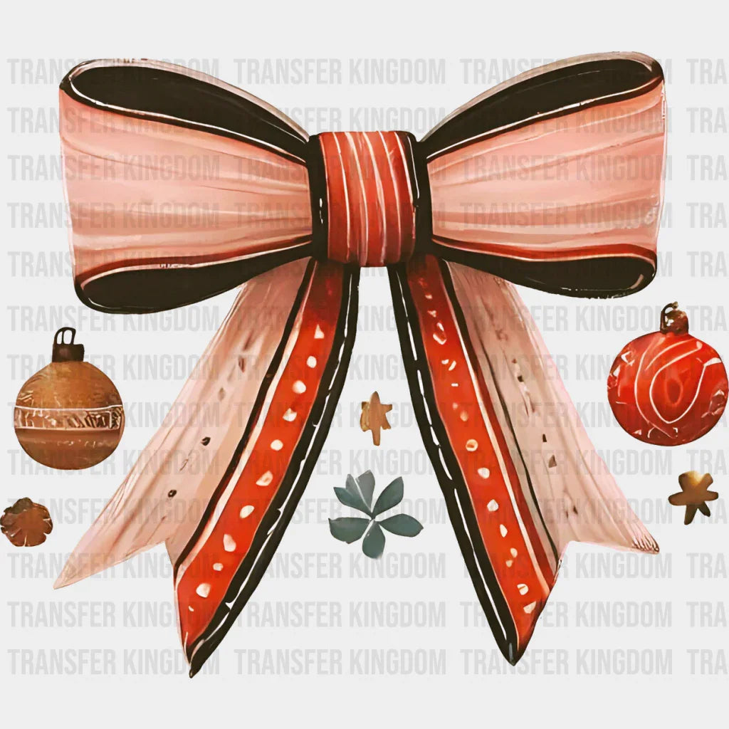 Red Ribbon And Baubles - Christmas Dtf Transfer