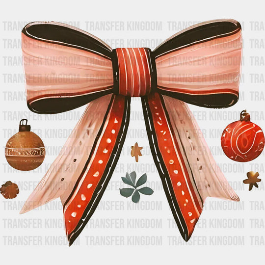 Red Ribbon And Baubles - Christmas Dtf Transfer