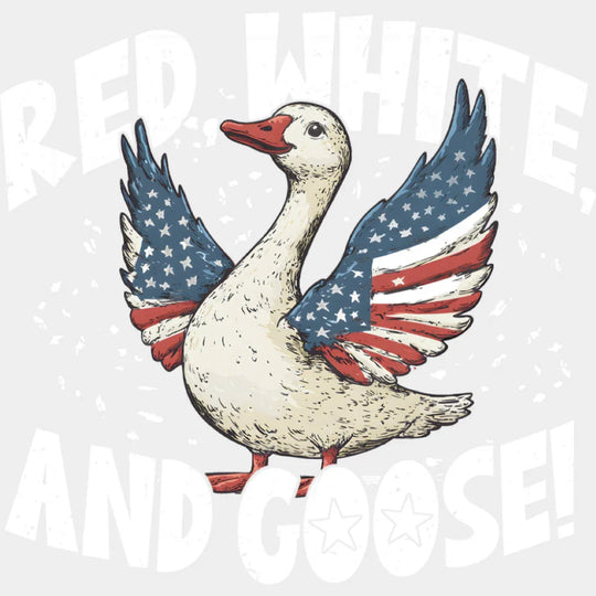Red White And Goose - 4th Of July DTF Transfer Adult Unisex - S & M (10’’) / Light Color Design (See Imaging)