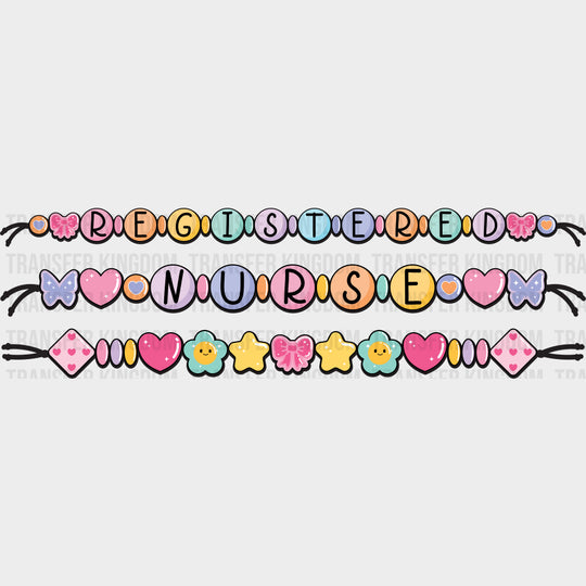 Registered Nurse Bracelet - Registered Nurse DTF Transfers Adult Unisex - S & M (10’’) / Dark Color Design (See Imaging)