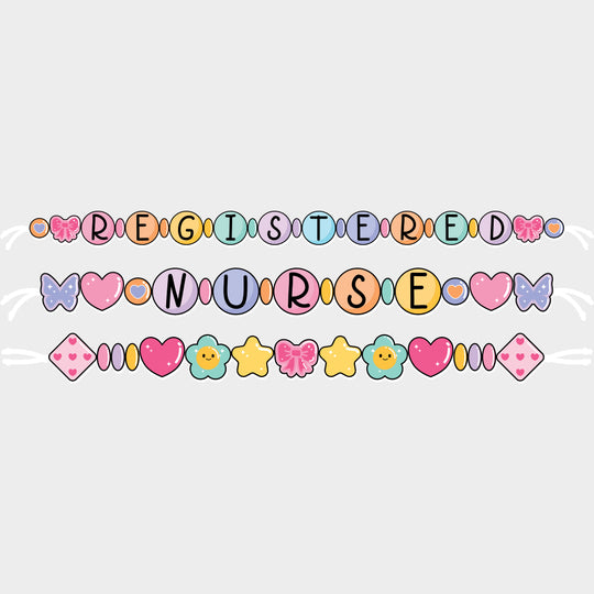 Registered Nurse Bracelet - Registered Nurse DTF Transfers Adult Unisex - S & M (10’’) / Light Color Design (See