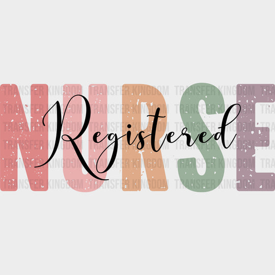 Registered Nurse Cursive Design - Registered Nurse DTF Transfers Adult Unisex - S & M (10’’) / Dark Color Design (See