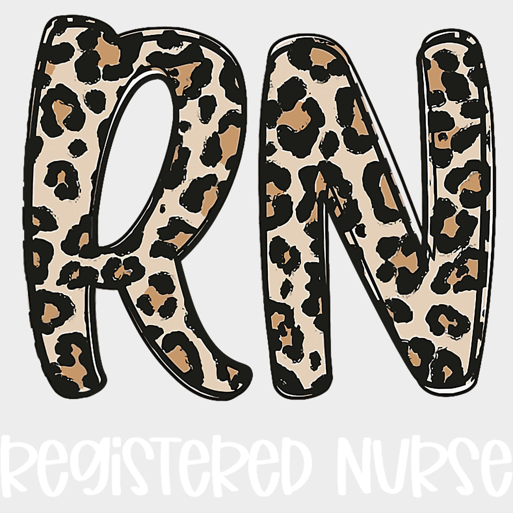 Registered Nurse Leopard Print Design - Registered Nurse DTF Transfers Adult Unisex - S & M (10’’) / Light Color Design
