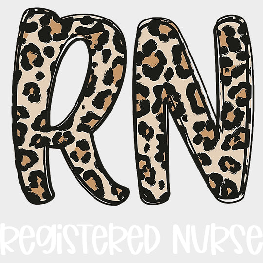 Registered Nurse Leopard Print Design - Registered Nurse DTF Transfers Adult Unisex - S & M (10’’) / Light Color Design