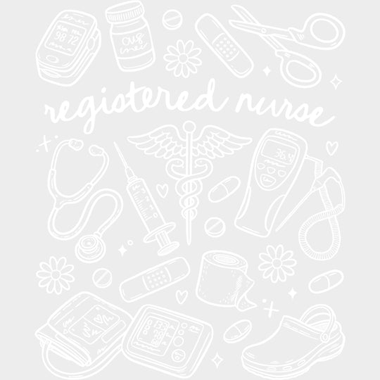 Registered Nurse Multi Color Design - Registered Nurse DTF Transfers Adult Unisex - S & M (10’’) / Light Color Design