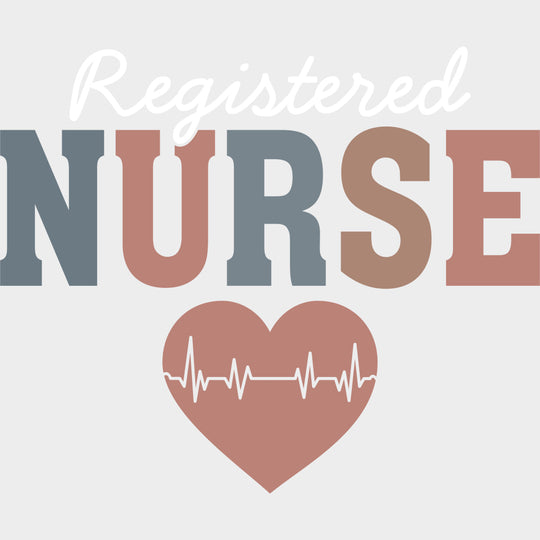 Registered Nurse Pink ECG Line Heart - Nurse DTF Transfers Adult Unisex - S & M (10’’) / Light Color Design (See
