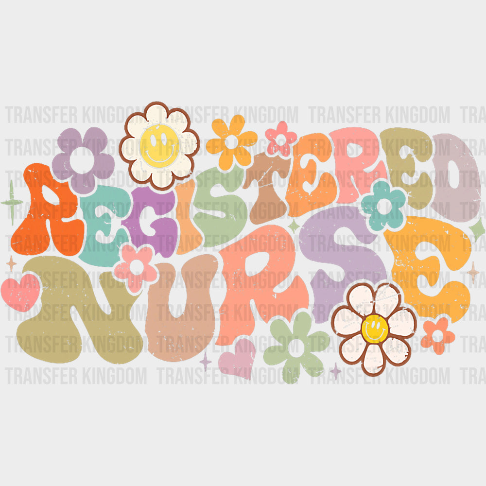 Registered Nurse Retro Wavy Design - Registered Nurse DTF Transfers
