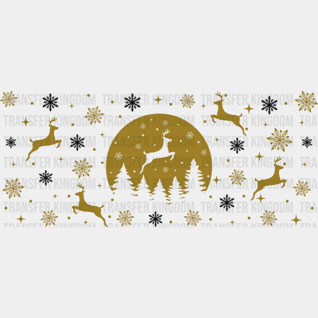 Reindeer Moon Design - Christmas Cup Wrap Uv Sticker Permanent Dtf Decal