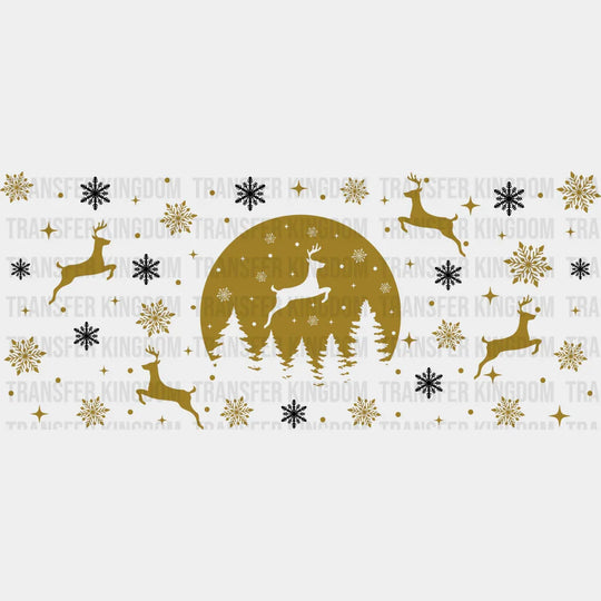 Reindeer Moon Design - Christmas Cup Wrap Uv Sticker Permanent Dtf Decal