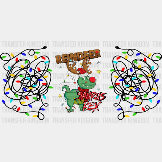 Reindeer Saurux Rex - Christmas Cup Wrap Uv Sticker Permanent Dtf Decal
