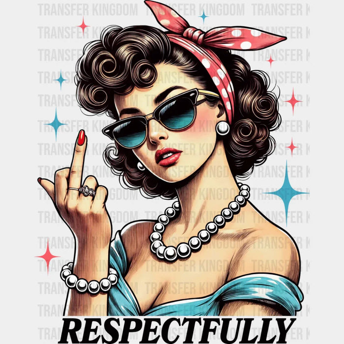 Respectfully Pearl Necklace Bandana Girl - Funny DTF Transfer