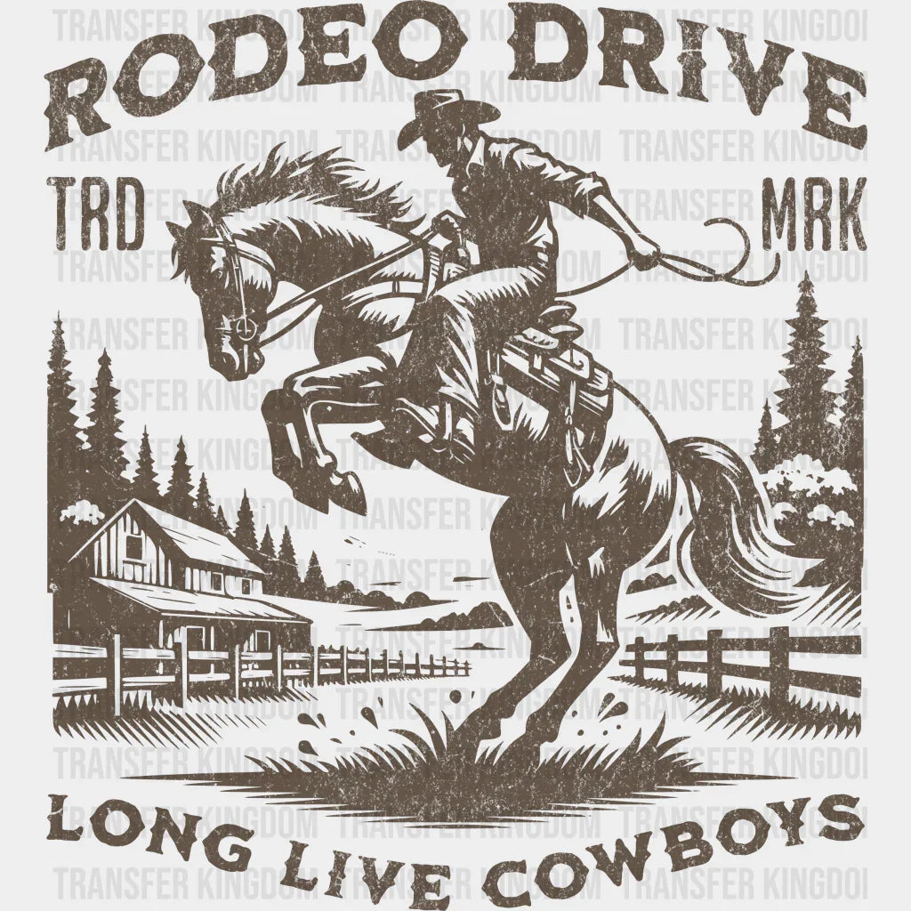 Retro Rodeo Drive Long Live Cowboys - Dtf Transfers