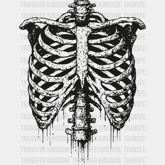 Ribcage B&W - Halloween DTF Transfer Adult Unisex - S & M (10’’) / Dark Color Design (See Imaging)