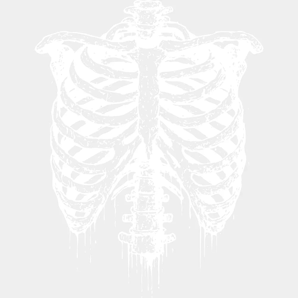 Ribcage B&W - Halloween DTF Transfer Adult Unisex - S & M (10’’) / Light Color Design (See Imaging)
