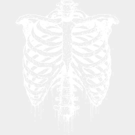 Ribcage B&W - Halloween DTF Transfer Adult Unisex - S & M (10’’) / Light Color Design (See Imaging)