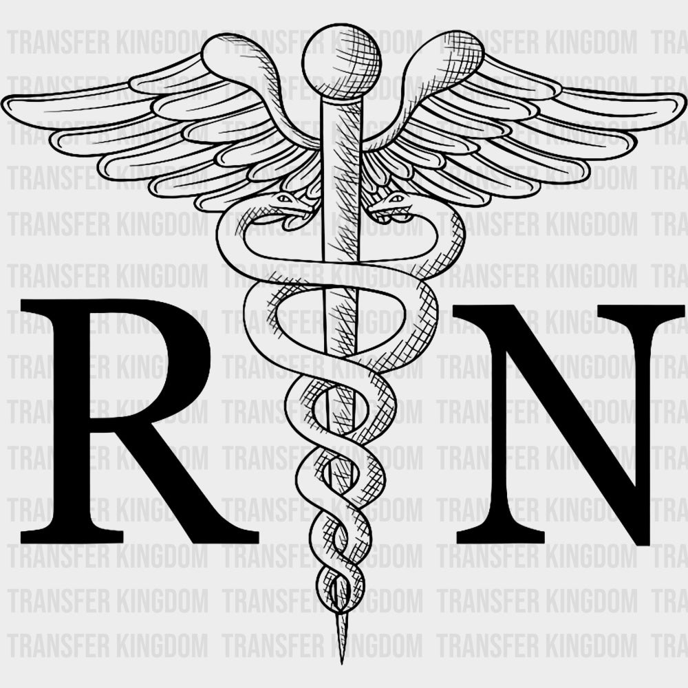 RN Caduceus Multi Color Design - Registered Nurse DTF Transfers Adult Unisex - S & M (10’’) / Dark Color Design (See