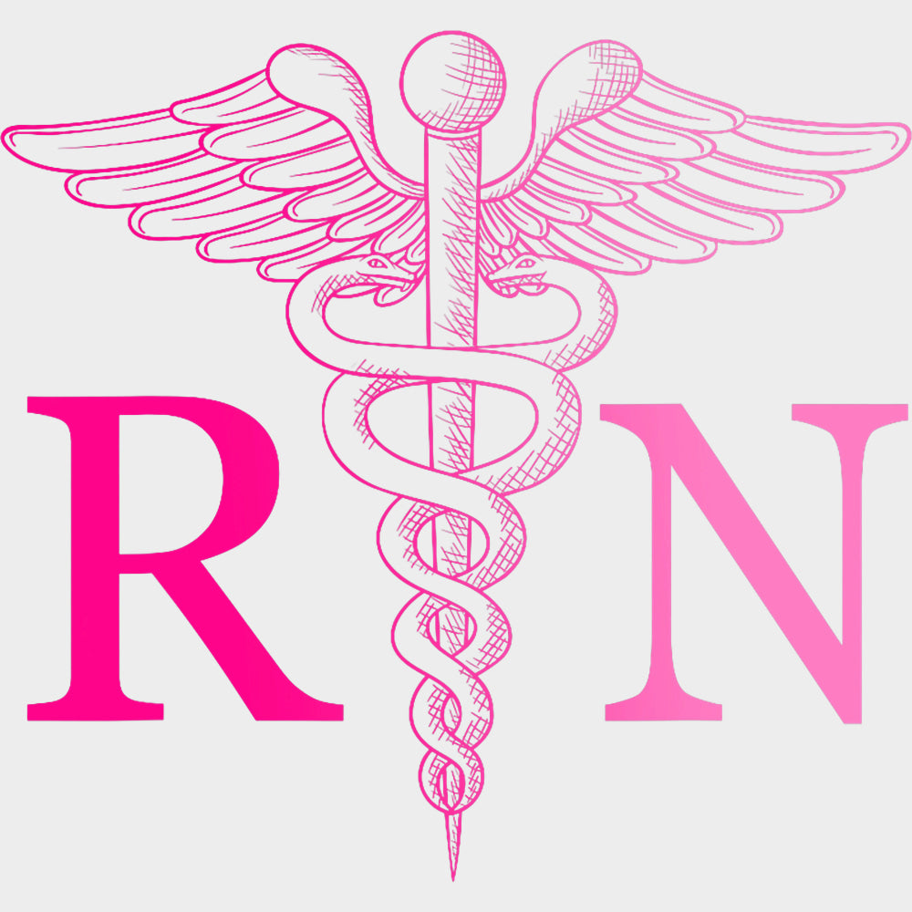 RN Caduceus Multi Color Design - Registered Nurse DTF Transfers Adult Unisex - S & M (10’’) / Pink Color Design (See