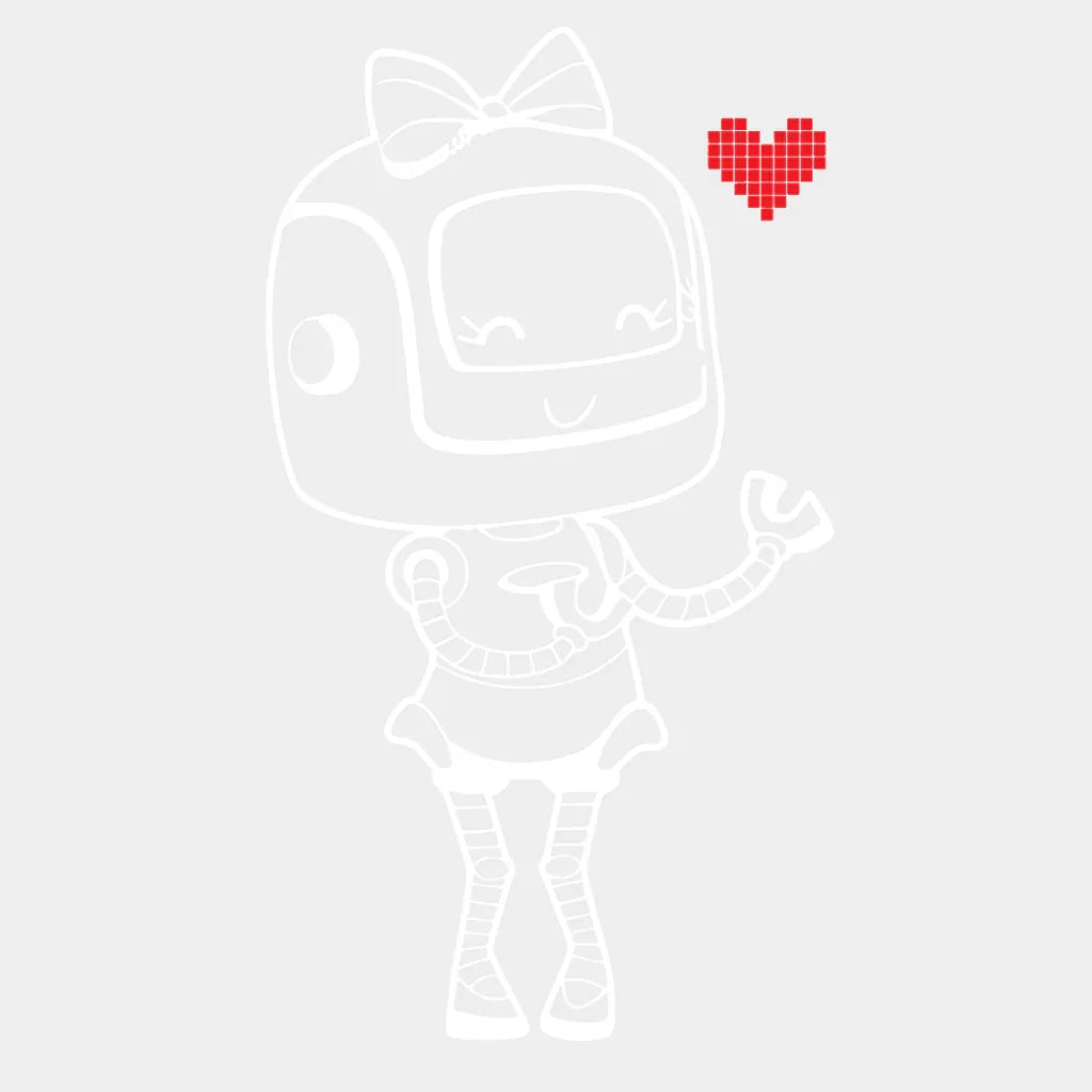 Robots In Love - Female Robot Matching Design - DTF heat transfer - transfer-kingdom