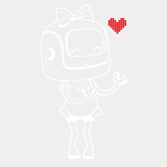 Robots In Love - Female Robot Matching Design - DTF heat transfer - transfer-kingdom