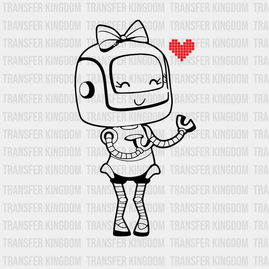 Robots In Love - Female Robot Matching Design - DTF heat transfer - transfer-kingdom